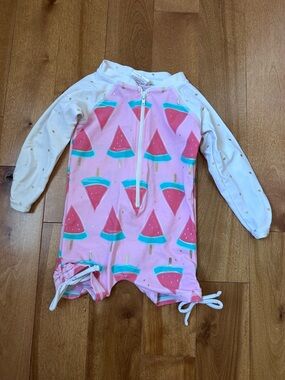 Snapper Rock Pink Watermelon Zip Front Rashguard One-Piece